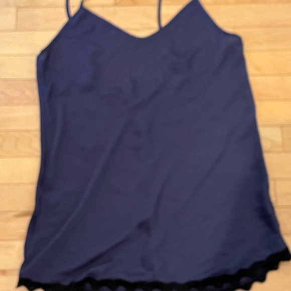 Navy Blue Lingerie Tank Top with Black Lace - Picture 5 of 5